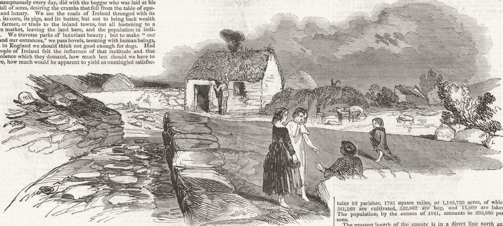 IRELAND. Derrynane Beg 1846 old antique vintage print picture